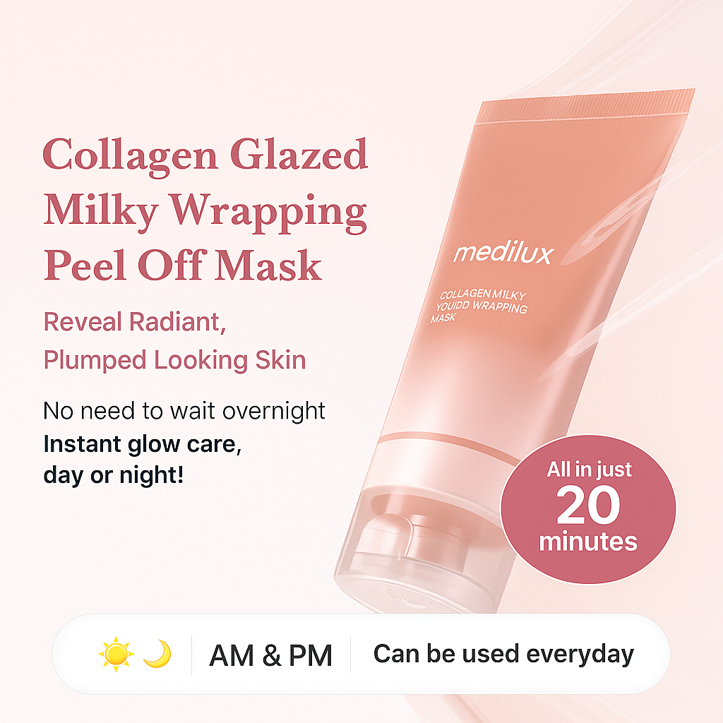 Collagen Glazed MilkyGlow Wrapping Mask (20-Min Use) + Collagen Glow Booster MilkSerum for Hydration & Radiance