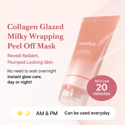 Collagen Glazed MilkyGlow Wrapping Mask (20-Min Use) + Collagen Glow Booster MilkSerum for Hydration & Radiance